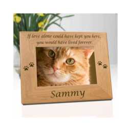 Cat Memorial Frame If Love Pet Remembrance Personalized Keepsake Wooden Photo Custom Engraved Feline Tribute Sympathy Gift - thumbnail 2