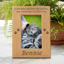Cat Memorial Frame If Love Pet Remembrance Personalized Keepsake Wooden Photo Custom Engraved Feline Tribute Sympathy Gift - thumbnail 2