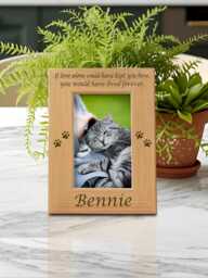 Cat Memorial Frame If Love Pet Remembrance Personalized Keepsake Wooden Photo Custom Engraved Feline Tribute Sympathy Gift - thumbnail 1