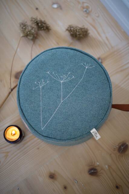 "Yoga Cushion Made Of Wool Felt With Embroidery Motif ""Wild Carrot" - image 1
