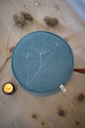 "Yoga Cushion Made Of Wool Felt With Embroidery Motif ""Wild Carrot"