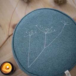 "Yoga Cushion Made Of Wool Felt With Embroidery Motif ""Wild Carrot" - thumbnail 4