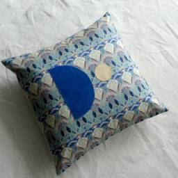 Decorative Cushion in Liberty Cotton Fabric With Art Nouveau Pattern, Square Shape, 40 X cm, Handmade - thumbnail 3