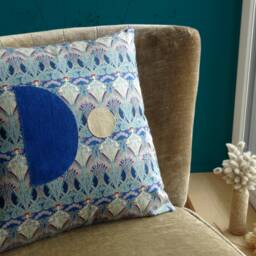 Decorative Cushion in Liberty Cotton Fabric With Art Nouveau Pattern, Square Shape, 40 X cm, Handmade - thumbnail 2