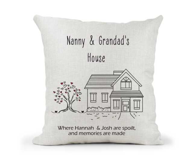 Personalised Cushion, Grandma & Grandpa's House, Granny, Gran, Nan, Nanny, Nonno, Nonna, Grandad, Pops, Mum Dad Gift - image 1