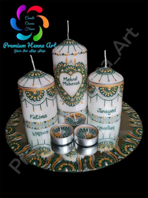 Decorative Personalised Henna Mehndi Candles, Wedding, Christmas, Birthday Gifts - image 1