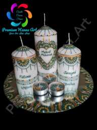 Decorative Personalised Henna Mehndi Candles, Wedding, Christmas, Birthday Gifts - thumbnail 1