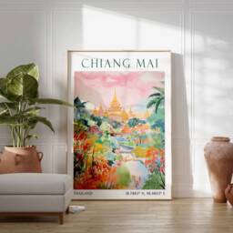 Chiang Mai Travel Print, Poster, Thailand Wall Art, Gift, Vacation Southeast Asian Decor - thumbnail 3