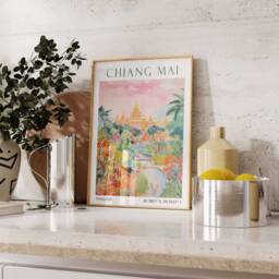 Chiang Mai Travel Print, Poster, Thailand Wall Art, Gift, Vacation Southeast Asian Decor - thumbnail 2