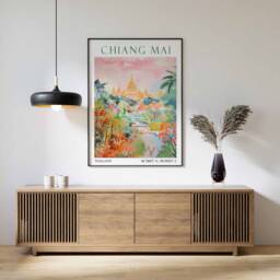 Chiang Mai Travel Print, Poster, Thailand Wall Art, Gift, Vacation Southeast Asian Decor - thumbnail 1