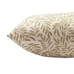 Willow Sprig Leaf Brushed Cotton & Linen Boudoir Cushion in Sage Green. Country Home Dainty Botanical Design. 17x12 - thumbnail 2