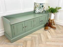 5Ft Backless Bench Storage Seat Or Window Solid Wood Painted Any Farrow & Ball Colour With 4 Doors - thumbnail 1