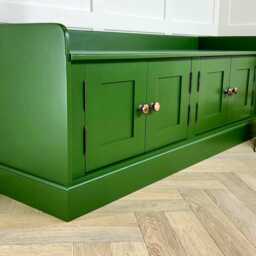 5Ft Backless Bench Storage Seat Or Window Solid Wood Painted Any Farrow & Ball Colour With 4 Doors - thumbnail 4