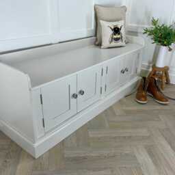 5Ft Backless Bench Storage Seat Or Window Solid Wood Painted Any Farrow & Ball Colour With 4 Doors - thumbnail 3
