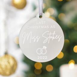 Personalised Bride To Be Christmas Decoration Last As Miss Bauble Tree Decoration Engaged Fianc?? Engagement Gift - thumbnail 2
