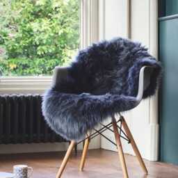 Navy Blue Sheepskin Rug 100% Natural New Zealand Pelt - 90cm X 65cm - thumbnail 1