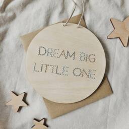 Dream Big Little One Sign - Hand Stitched Nursery Wall Hanging - thumbnail 2