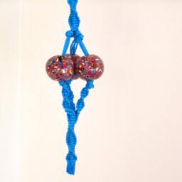 Macrame Spiral Hanging - Home Decor Boho Knots Turquoise Wall Ceiling - thumbnail 2
