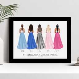 Personalised Prom Friends Group Print, Homecoming, Leavers Gift, Custom Wall Art Portrait Picture, Present For Her, Girls, Daughter Nl - thumbnail 2
