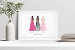 Personalised Prom Friends Group Print, Homecoming, Leavers Gift, Custom Wall Art Portrait Picture, Present For Her, Girls, Daughter Nl - thumbnail 1