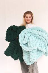 Blanket Throw Chenille Chunky Knit - thumbnail 1