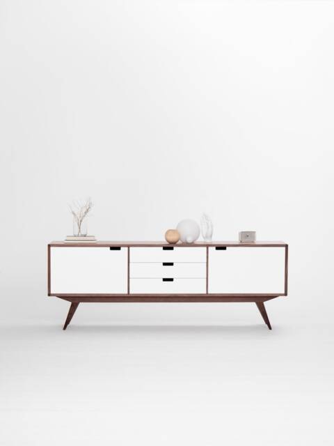 Heim - Walnut & White Sideboard, Mid-Century Modern, Tv Stand Cabinet - image 1
