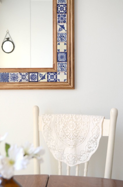Talavera Mirror - Wall Large Wood Blue White Tile Free Shipping - image 1
