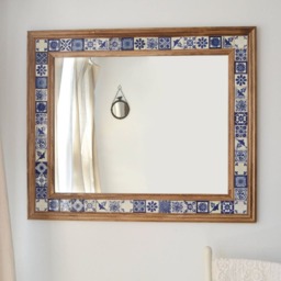 Talavera Mirror - Wall Large Wood Blue White Tile Free Shipping - thumbnail 3