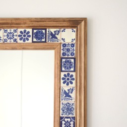 Talavera Mirror - Wall Large Wood Blue White Tile Free Shipping - thumbnail 2