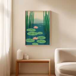 Water Lily Pond Poster, Botanical Wall Art, Nature Print - thumbnail 3