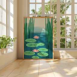 Water Lily Pond Poster, Botanical Wall Art, Nature Print - thumbnail 4