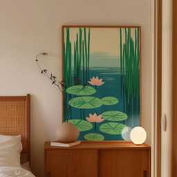 Water Lily Pond Poster, Botanical Wall Art, Nature Print - thumbnail 2