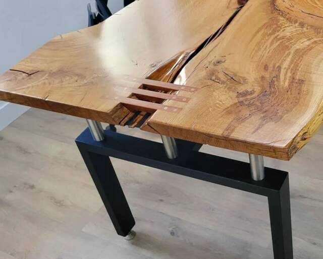 Live Edge Oak Desk, Wood & Steel, Custom Home Office - image 1