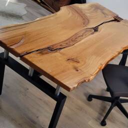 Live Edge Oak Desk, Wood & Steel, Custom Home Office - thumbnail 3