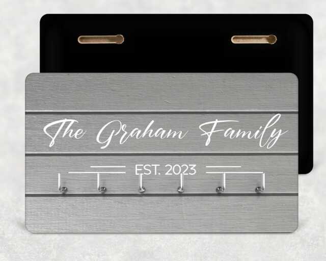 Family Name Key Hook Sleek Black Mdf Wood - Wall Mounted With Hooks - image 1