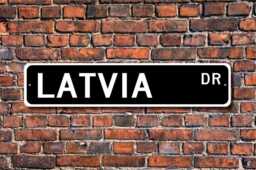 Latvia Sign, Gift, Souvenir, Keepsake, Wall Decor, Custom Street Quality Metal Sign - thumbnail 1