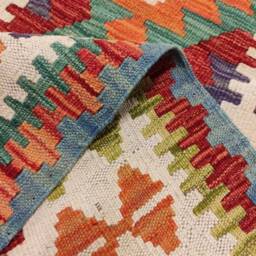 Colourful Runner Rug, Handmade Artisan Afghan Turkish Scandinavian Navajo Bohemian Wool Kilim Rug 189x78 cm - thumbnail 3