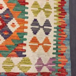 Colourful Runner Rug, Handmade Artisan Afghan Turkish Scandinavian Navajo Bohemian Wool Kilim Rug 189x78 cm - thumbnail 2