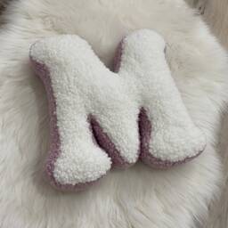 Faux Fur Letter Pillow Ivory & Dusty Rose Monogram - thumbnail 3
