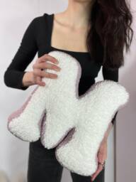 Faux Fur Letter Pillow Ivory & Dusty Rose Monogram - thumbnail 1