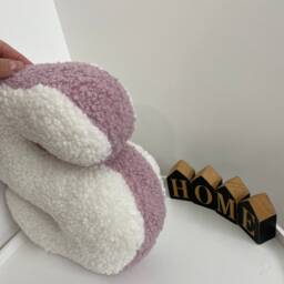 Faux Fur Letter Pillow Ivory & Dusty Rose Monogram - thumbnail 4