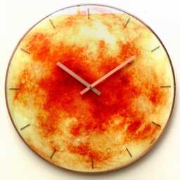 Sun Wall Clock Glow in The Dark Celestial Glass Art in Orange, Yellow & Copper - thumbnail 2