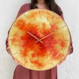 Sun Wall Clock Glow in The Dark Celestial Glass Art in Orange, Yellow & Copper - thumbnail 4