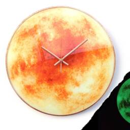 Sun Wall Clock Glow in The Dark Celestial Glass Art in Orange, Yellow & Copper