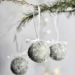 Green Frosted Christmas Ornaments Set Of 3 - Handmade Rustic Holiday Decor - thumbnail 2