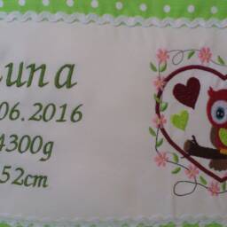 Pillow For Birth - Owl in Heart Light Green - thumbnail 2