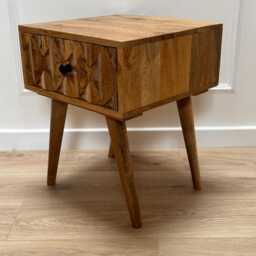 Mango Wood Honeycomb Side Table Solid Nightstand - thumbnail 3