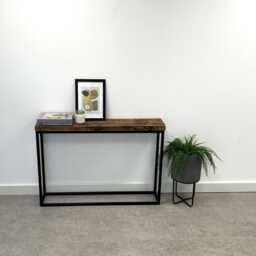 Handmade Solid Wood Console Table Black Steel Frame Hallway Table - thumbnail 2