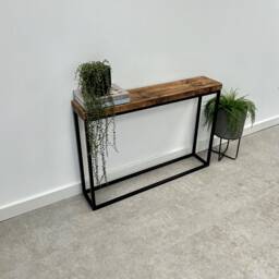 Handmade Solid Wood Console Table Black Steel Frame Hallway Table - thumbnail 1