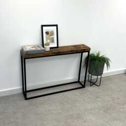 Handmade Solid Wood Console Table Black Steel Frame Hallway Table - thumbnail 3